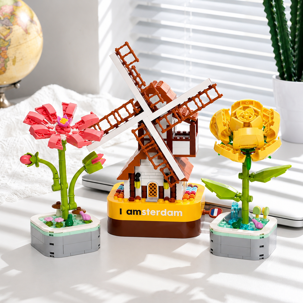 Gesang, Yellow Rose & Windmill Music Box MeloBricks Bundle