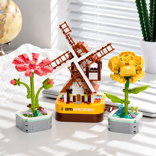 Gesang, Yellow Rose & Windmill Music Box MeloBricks Bundle